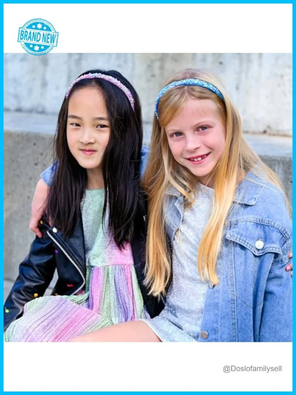 Sparkly Sequin Headband Set - 4 Thin Non-Slip Hair Bands for Kids
